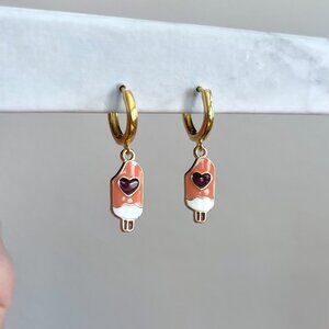 Heart Popsicle Gold Huggie Hoops